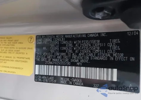 2005 Lexus Rx 330 z USA, uszkodzony, nr VIN 2T2HA31U25C055190